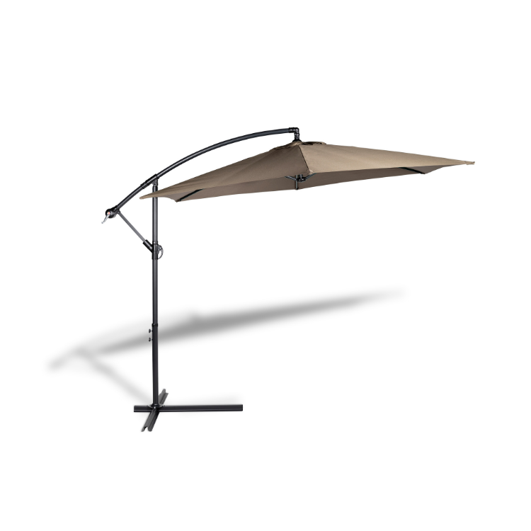 HomeHaves Taupe met beschermhoes HomeHaves Tuin Luxe Zweefparasol XL